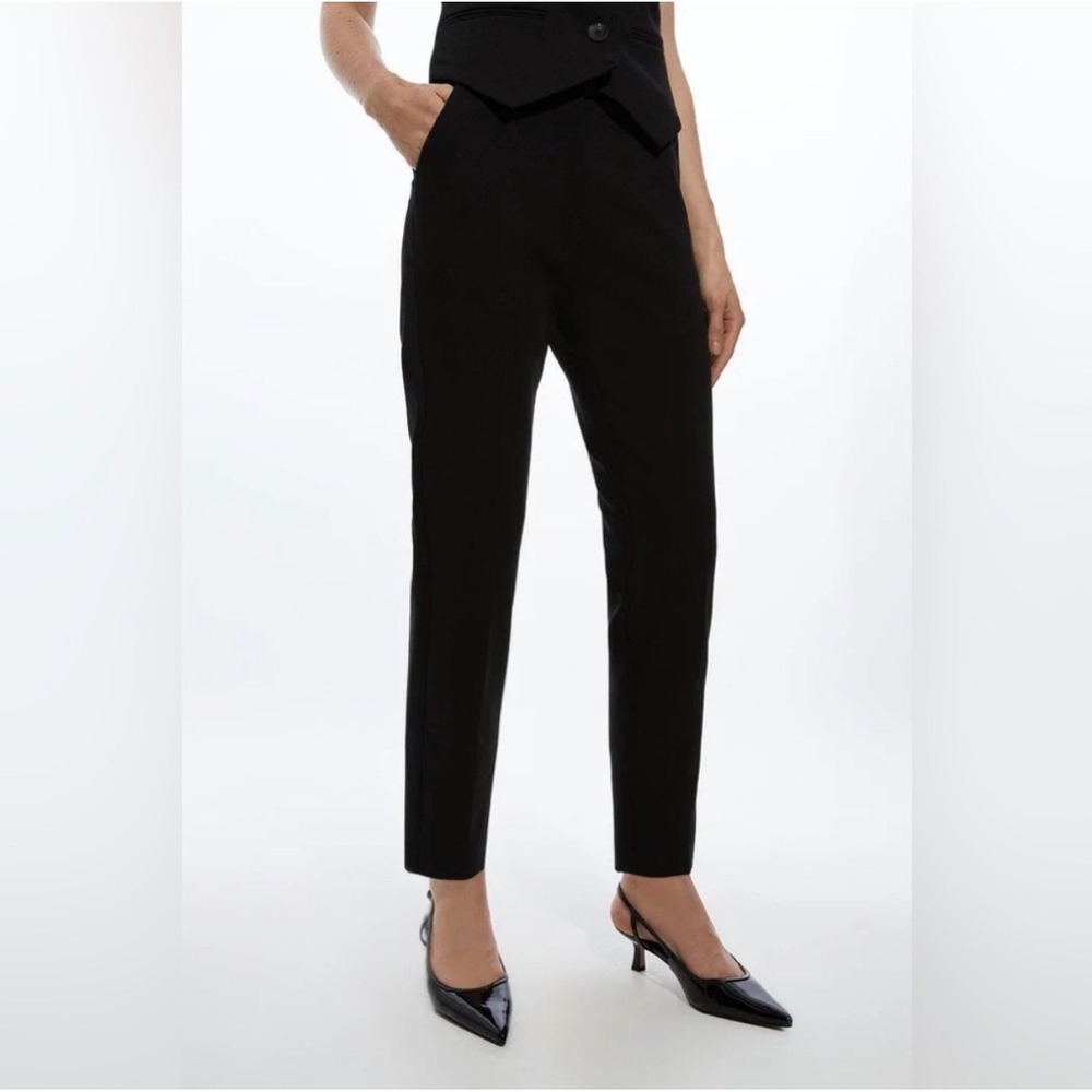 Karen Millen Black Tailored Slim Leg Ankle Pants Women's 6 Career Work Trousers